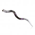 Decorative Kudu Shofar with Bright Floral Pattern and White Background