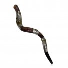 Kudu Horn Shofar with Grape Cluster, Man Blowing Shofar and Menorah