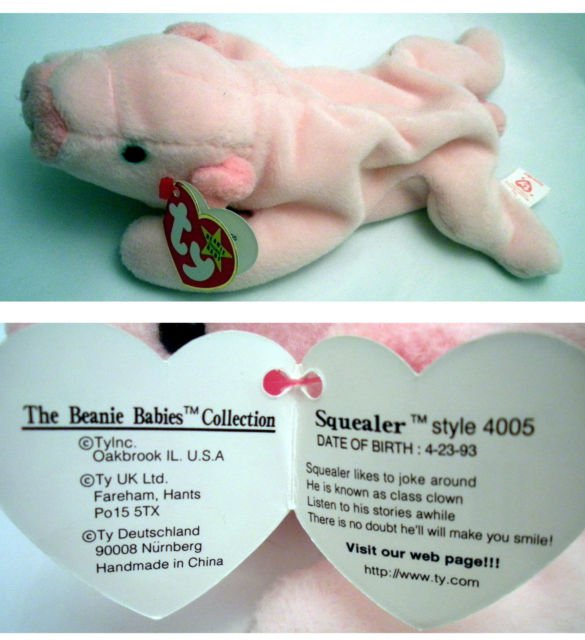 Pink for sale online Ty 4005 Beanie Babies Squealer The Pig 8 inch Plush Toy 
