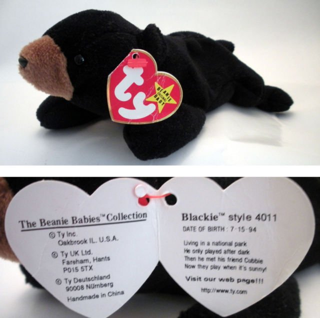 blackie the bear beanie baby