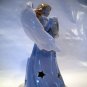 Angel Figurine / Voltive Candle Holder, Blue Tan Ivory, 6 5/8" Tall