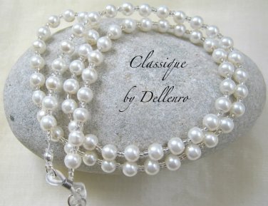**CLASSIQUE** BEADED IVORY PEARL EYEGLASS SUN GLASSES SPECTACLES CHAIN HOLDER