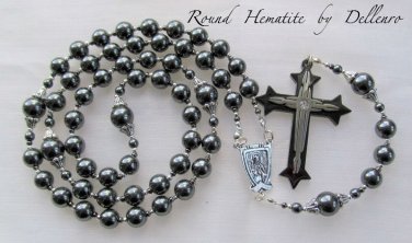 &acirc;�&laquo;HEMATITE&acirc;�&laquo;  MEN'S  BLACK ROUND HANDCRAFTED ROSARY (Gift boxed)
