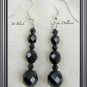 &acirc;�&laquo;JET BLACK&acirc;�&laquo; SILVER PLATED CRYSTAL DROP DANGLE EARRINGS