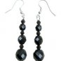 &acirc;�&laquo;JET BLACK&acirc;�&laquo; SILVER PLATED CRYSTAL DROP DANGLE EARRINGS