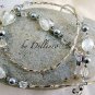 ✫SILVER HEARTS✫ BEADED EYEGLASS GLASSES SPECTACLES CHAIN HOlDER CORD