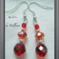 &acirc;�&laquo;RED WINE&acirc;�&laquo; HANDCRAFTED SILVER PLATED CRYSTAL GLASS DANGLE EARRINGS