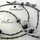 ✫SWEETHEART✫ BLACK CRYSTAL BEADED GLASSES SPECTACLES EYEGLASS CHAIN HOLDER CORD