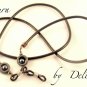 &acirc;�&laquo;SATURN&acirc;�&laquo;LEATHER & HEMATITE EYEGLASS GLASSES SPECTACLES CHAIN HOLDER  HOLDER CORD