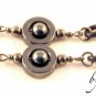 &acirc;�&laquo;SATURN&acirc;�&laquo;LEATHER & HEMATITE EYEGLASS GLASSES SPECTACLES CHAIN HOLDER  HOLDER CORD