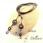 &acirc;�&laquo;SATURN&acirc;�&laquo;LEATHER & HEMATITE EYEGLASS GLASSES SPECTACLES CHAIN HOLDER  HOLDER CORD