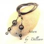 &acirc;�&laquo;SATURN&acirc;�&laquo;LEATHER & HEMATITE EYEGLASS GLASSES SPECTACLES CHAIN HOLDER  HOLDER CORD