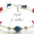 ✫ARAPAHO✫  LAPIS LAZULI & RED CORAL GEMSTONE ANKLE CHAIN ANKLET ANKLE BRACELET