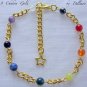 &acirc;�&laquo;9 CHAKRA GOLD&acirc;�&laquo; GEMSTONE BEADED ANKLE CHAIN ANKLET BRACELET 9" & 2" EXTENDER