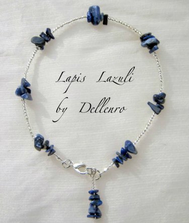 &acirc;�&laquo;LAPIS LAZULI&acirc;�&laquo; BLUE GEMSTONE ANKLE CHAIN ANKLET ANKLE BRACELET choose size