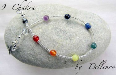 &acirc;�&laquo;9 CHAKRA SILVER&acirc;�&laquo;  GEMSTONE ANKLE CHAIN ANKLE BRACELET ANKLET Sizes below