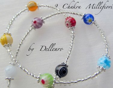 &acirc;�&laquo;9 CHAKRA MILLEFIORI&acirc;�&laquo; ANKLE CHAIN ANKLET ANKLE BRACELET