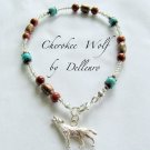 ✫CHEROKEE WOLF✫ TURQUOISE & GOLDSTONE GEMSTONE ANKLE CHAIN ANKLET ANKLE BRACELET