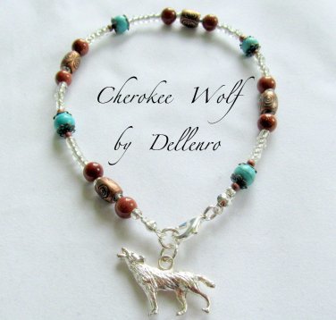 &acirc;�&laquo;CHEROKEE WOLF&acirc;�&laquo; TURQUOISE & GOLDSTONE GEMSTONE ANKLE CHAIN ANKLET ANKLE BRACELET