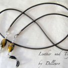✫LEATHER & TIGERS EYE✫ MENS EYEGLASS GLASSES SPECTACLE CHAIN HOLDER  CORD