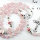 ✫ROSE QUARTZ✫ PINK GEMSTONE HANDCRAFTED FIVE DECADE ROSARY (GIift boxed