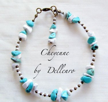 &acirc;�&laquo;CHEYENNE&acirc;�&laquo; HANDCRAFTED TURQUOISE GEMSTONE ANKLE CHAIN ANKLET ANKLE BRACELET