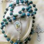 &acirc;�&laquo;AZURITE CHRYSOCOLLA&acirc;�&laquo;  BLUE GREEN HANDCRAFTED ROSARY guardian angel(GIFT BOXED)