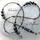 ✫BLACKOUT✫ HANDCRAFTED BLACK BEADED EYEGLASS GLASSES SPECTACLES CHAIN HOLDER