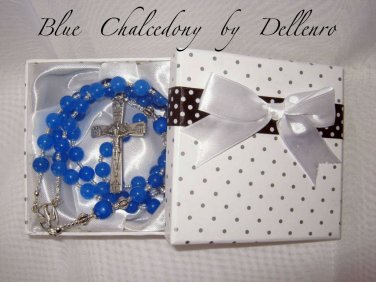 &acirc;�&laquo;BLUE CHALCEDONY&acirc;�&laquo;GEMSTONE HANDCRAFTED ROSARY (Gift boxed)