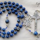 ✫ LAPIS LAZULI ✫ BLUE GEMSTONE HANDCRAFTED FIVE DECADE ROSARY (GIFT BOXED)