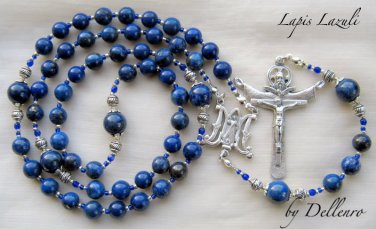 &acirc;�&laquo; LAPIS LAZULI &acirc;�&laquo; BLUE GEMSTONE HANDCRAFTED FIVE DECADE ROSARY (GIFT BOXED)
