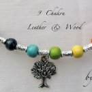 ✫9 CHAKRA✫ LEATHER AND WOODEN NECKLACE WITH CHARM OF YOUR CHOICE
