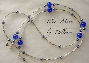 &acirc;�&laquo;BLUE MOON&acirc;�&laquo; HANDCRAFTED  BEADED EYEGLASS GLASSES SPECTACLES CHAIN HOLDER