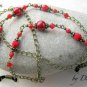 &acirc;�&laquo; PASSION &acirc;�&laquo; RED BEADED EYEGLASS GLASSES SPECTACLES CHAIN HOLDER CORD