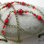 &acirc;�&laquo; PASSION &acirc;�&laquo; RED BEADED EYEGLASS GLASSES SPECTACLES CHAIN HOLDER CORD