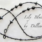 ✫LILY BLACK✫ BEADED EYEGLASSES GLASSES SPECTACLES CHAIN  HOLDER CORD