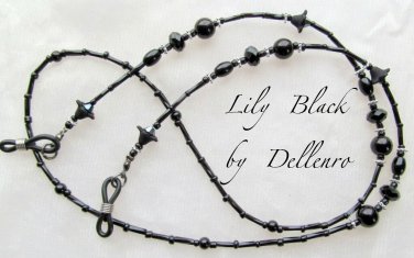 &acirc;�&laquo;LILY BLACK&acirc;�&laquo; BEADED EYEGLASSES GLASSES SPECTACLES CHAIN  HOLDER CORD