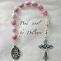&acirc;�&laquo;PINK SWIRL&acirc;�&laquo;  HANDCRAFTED DURANGA GLASS ONE DECADE TENNER ROSARY CHAPLET (Boxed)