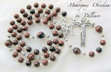 &acirc;�&laquo;MAHOHANY OBSIDIAN &acirc;�&laquo; BEAUTIFUL HANDCRAFTED GEMSTONE ROSARY (GIFT BOXED)