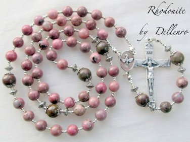 &acirc;�&laquo;RHODONITE&acirc;�&laquo; BEAUTIFUL HANDCRAFTED GEMSTONE ROSARY (GIFT BOXED)