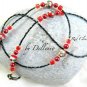 ✫RED CLOISONNE✫ BEADED EYEGLASSES GLASSES SPECTACLES CHAIN HOLDER CORD