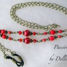 ✫PASSION✫ RED BEADED EYEGLASS GLASSES SPECTACLES CHAIN HOLDER CORD