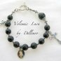 â«VOLCANIC LAVAâ« UNISEX GENUINE BLACK LAVA HANDCRAFTED ROSARY BRACELET (Boxed)