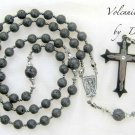 ✫VOLCANIC LAVA✫  MEN'S HANDCRAFTED GENUINE BLACK LAVA ROSARY (Gift boxed)
