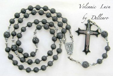 &acirc;�&laquo;VOLCANIC LAVA&acirc;�&laquo;  MEN'S HANDCRAFTED GENUINE BLACK LAVA ROSARY (Gift boxed)