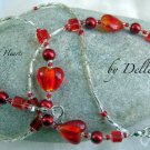 ✫RED HEARTS✫ BEADED EYEGLASSES GLASSES SPECTACLES CHAIN HOLDER CORD
