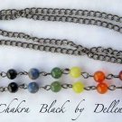 ✫CHAKRA GEMSTONES✫ BLACK EYEGLASS GLASSES SPECTACLES CHAIN HOLDER CORD