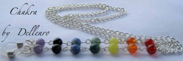 &acirc;�&laquo;9 CHAKRA&acirc;�&laquo; GEMSTONES SILVERPLATED EYEGLASS GLASSES SPECTACLES CHAIN HOLDER CORD