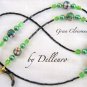 &acirc;�&laquo;GREEN CLOISONNE&acirc;�&laquo; BEADED EYEGLASSES SPECTACLES GLASSES CHAIN HOLDER CORD
