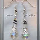✫EXQUISITE✫ HANDCRAFTED SILVER PLATED CRYSTAL DROP DANGLE EARRINGS